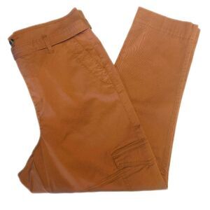 CAbi style #6045 high rise paper bag waist cropped cargo pants - camel brown 8